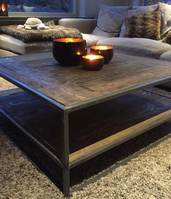 salon tafel steel look