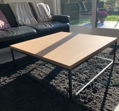 salontafel met eiken blad gemaakt door valcke olivier